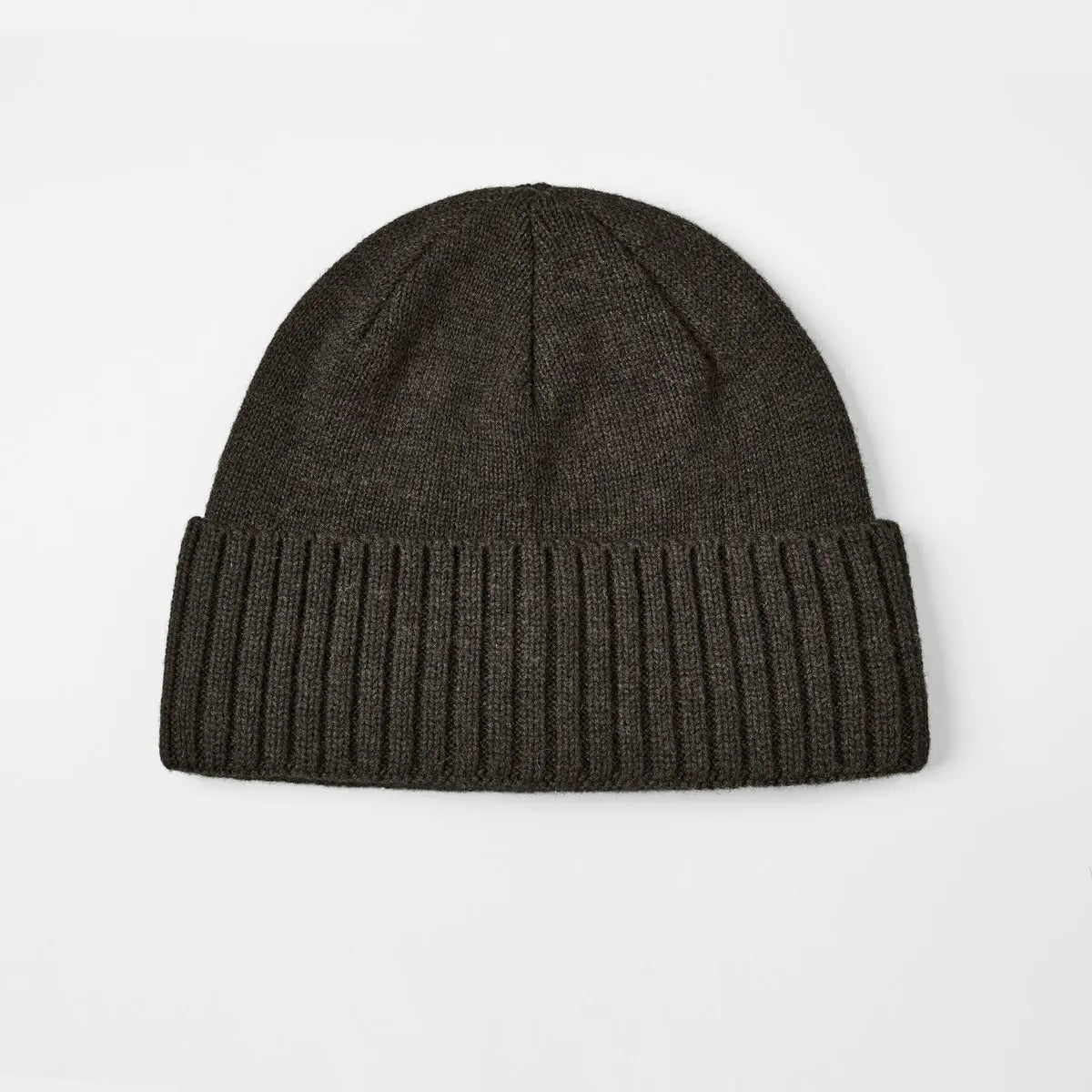 Classic Rib Wool Beanie in Brown, side