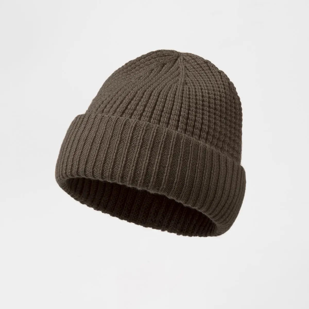 Waffle Knit Wool Beanie in Brown