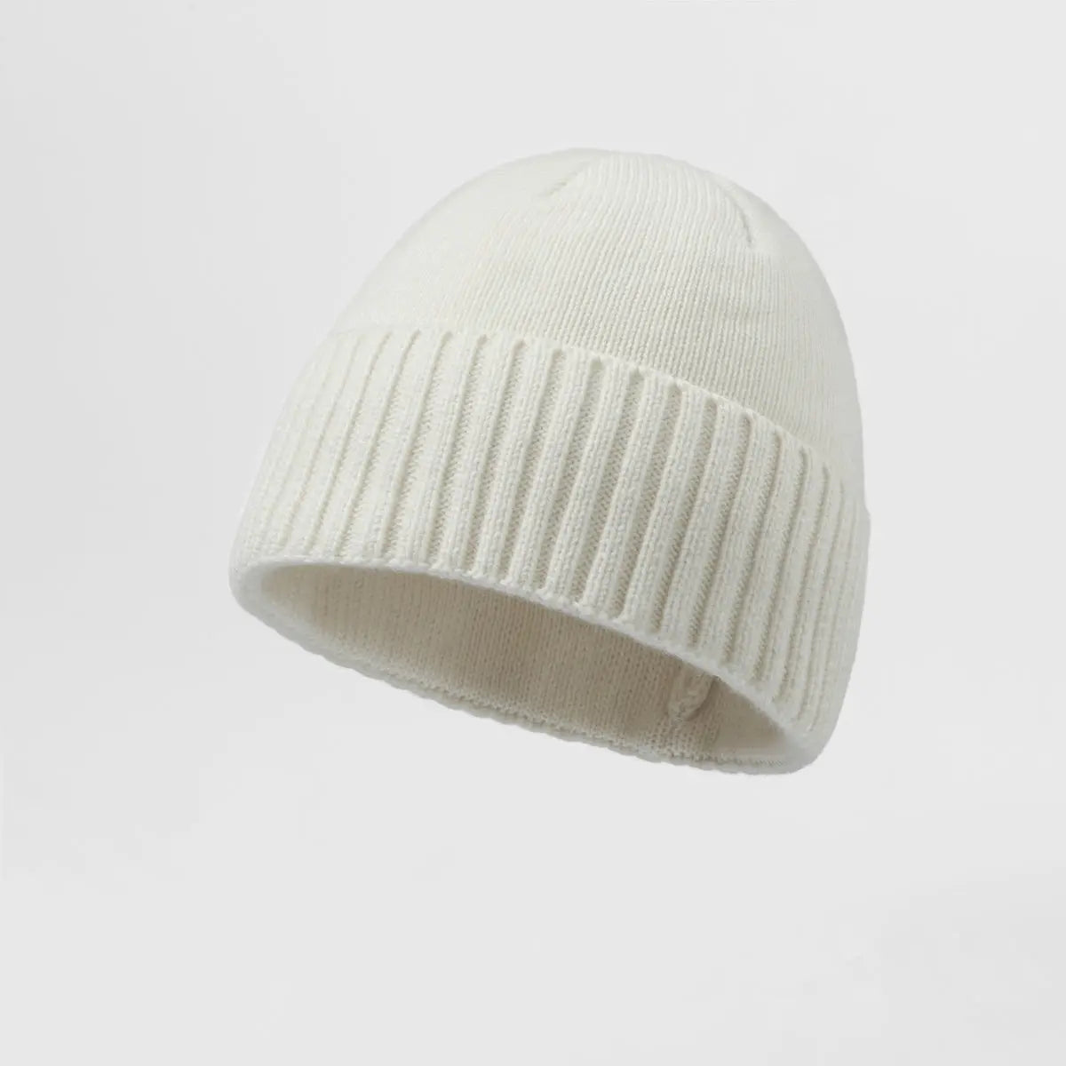 Classic Rib Wool Beanie in Ivory