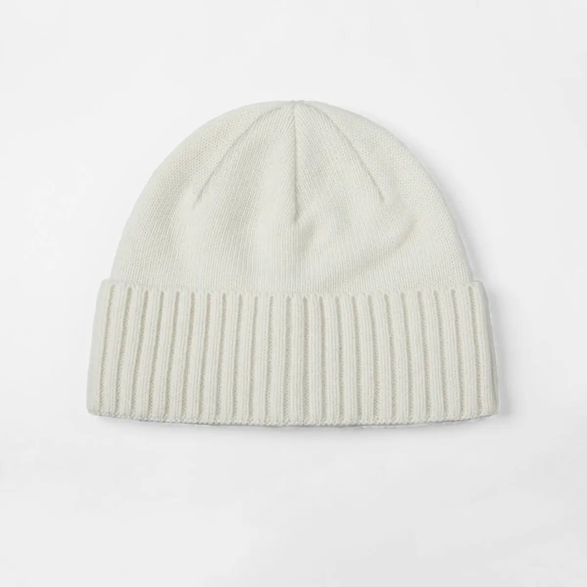 Classic Rib Wool Beanie in Ivory, side