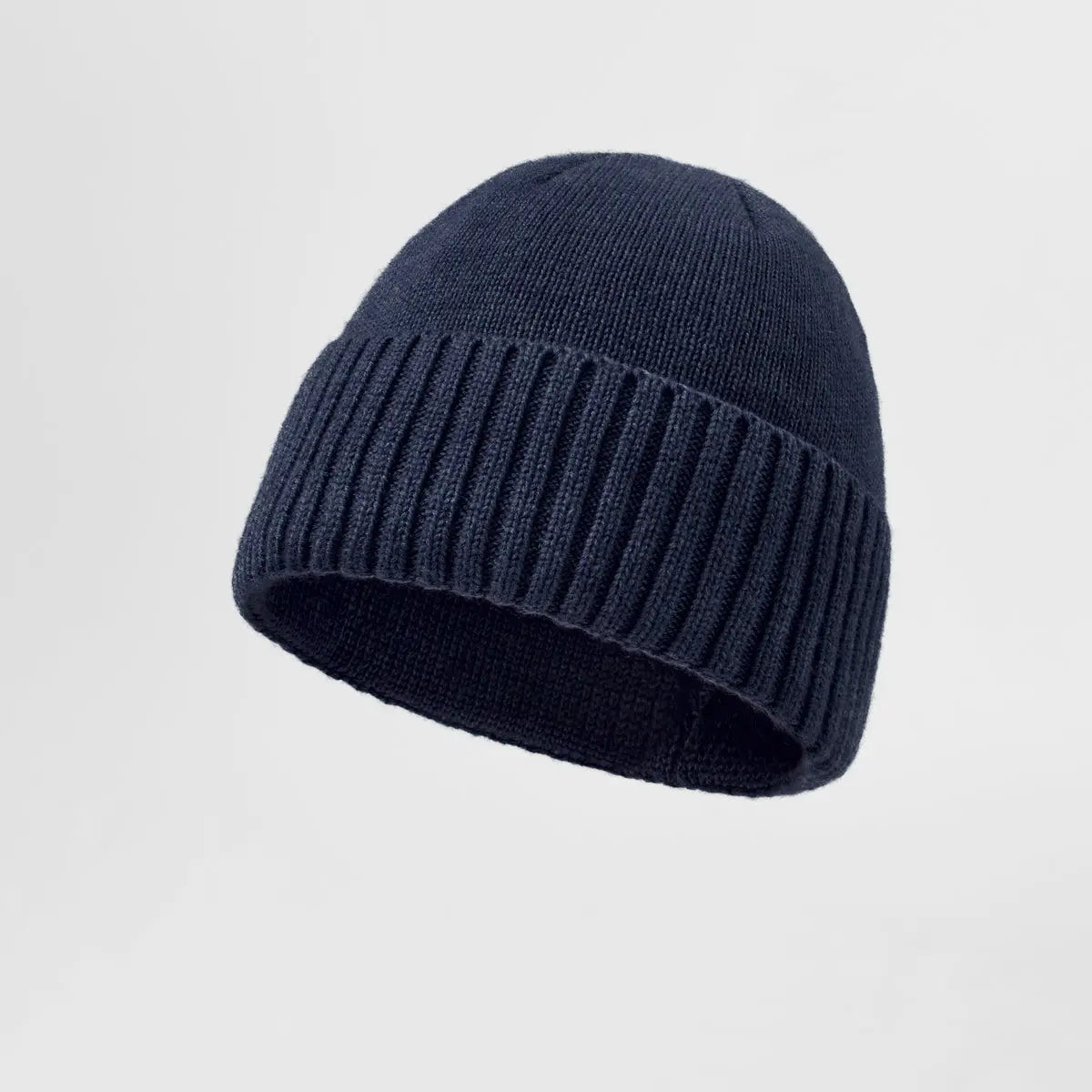 Classic Rib Wool Beanie in Navy