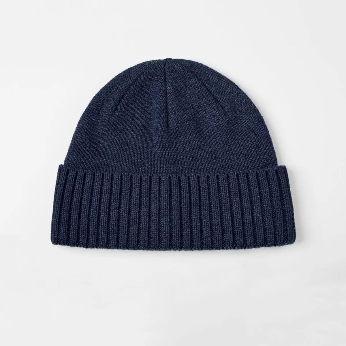 Classic Rib Wool Beanie in Navy, side