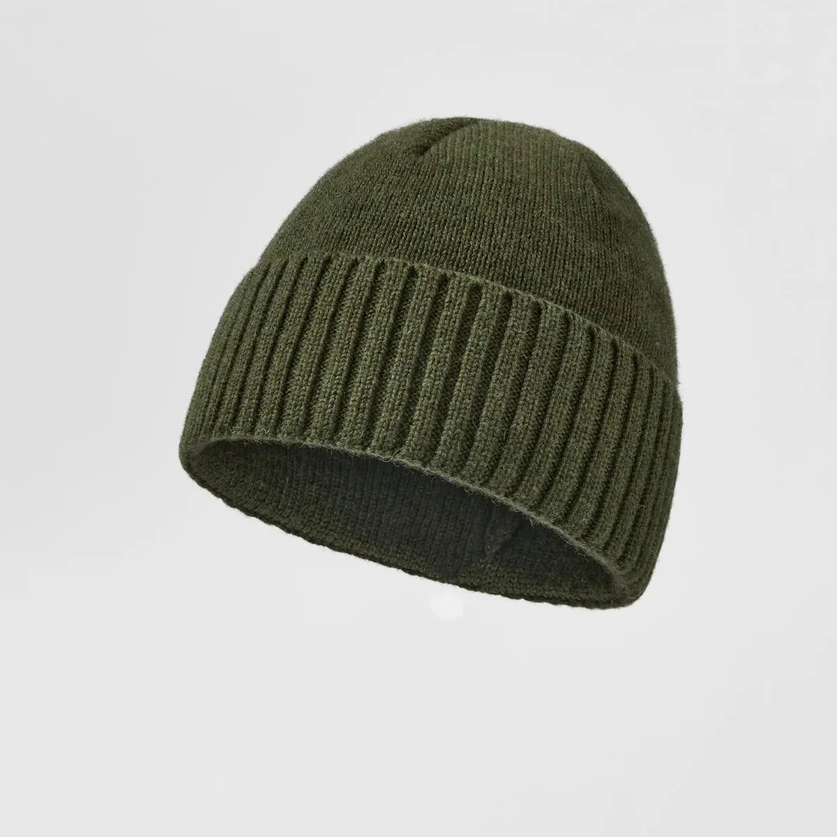 Classic Rib Wool Beanie in Olive