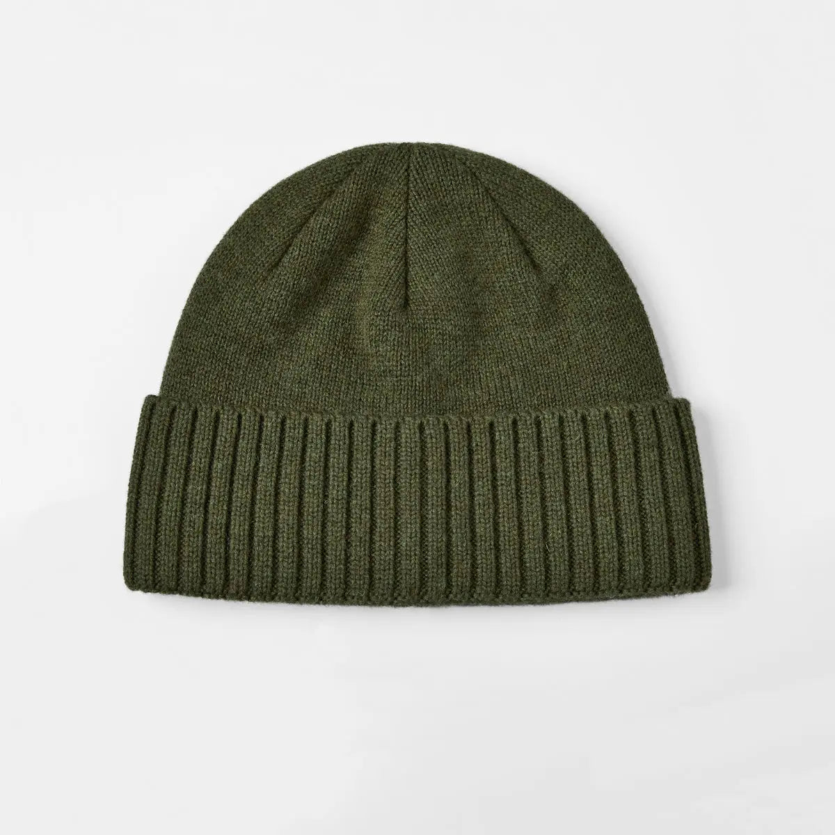 Classic Rib Wool Beanie in Olive, side