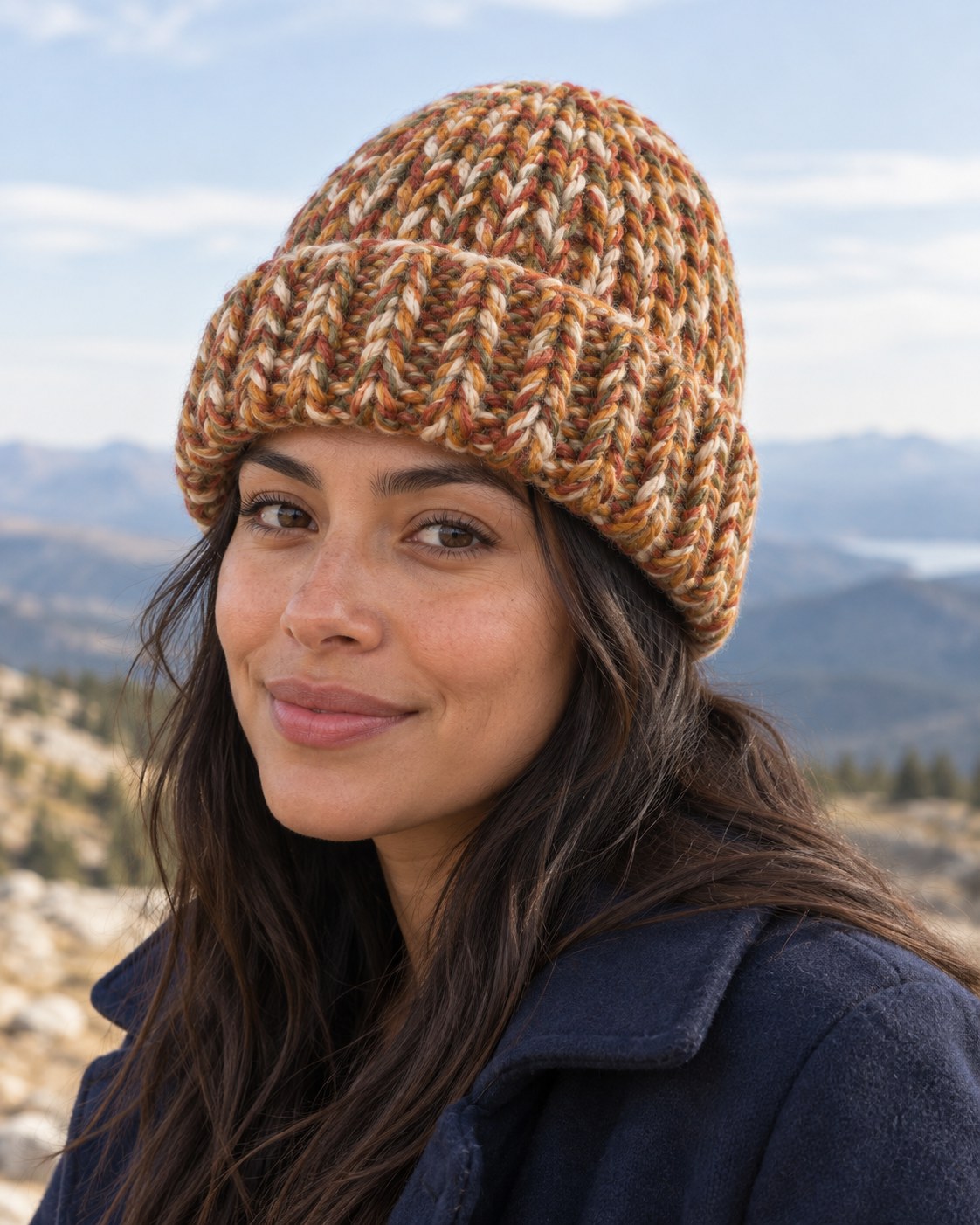 Chunky Hand-Knit Beanie, worn
