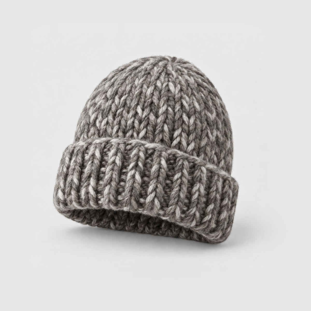 Chunky Hand-Knit Beanie in Smoky Grey