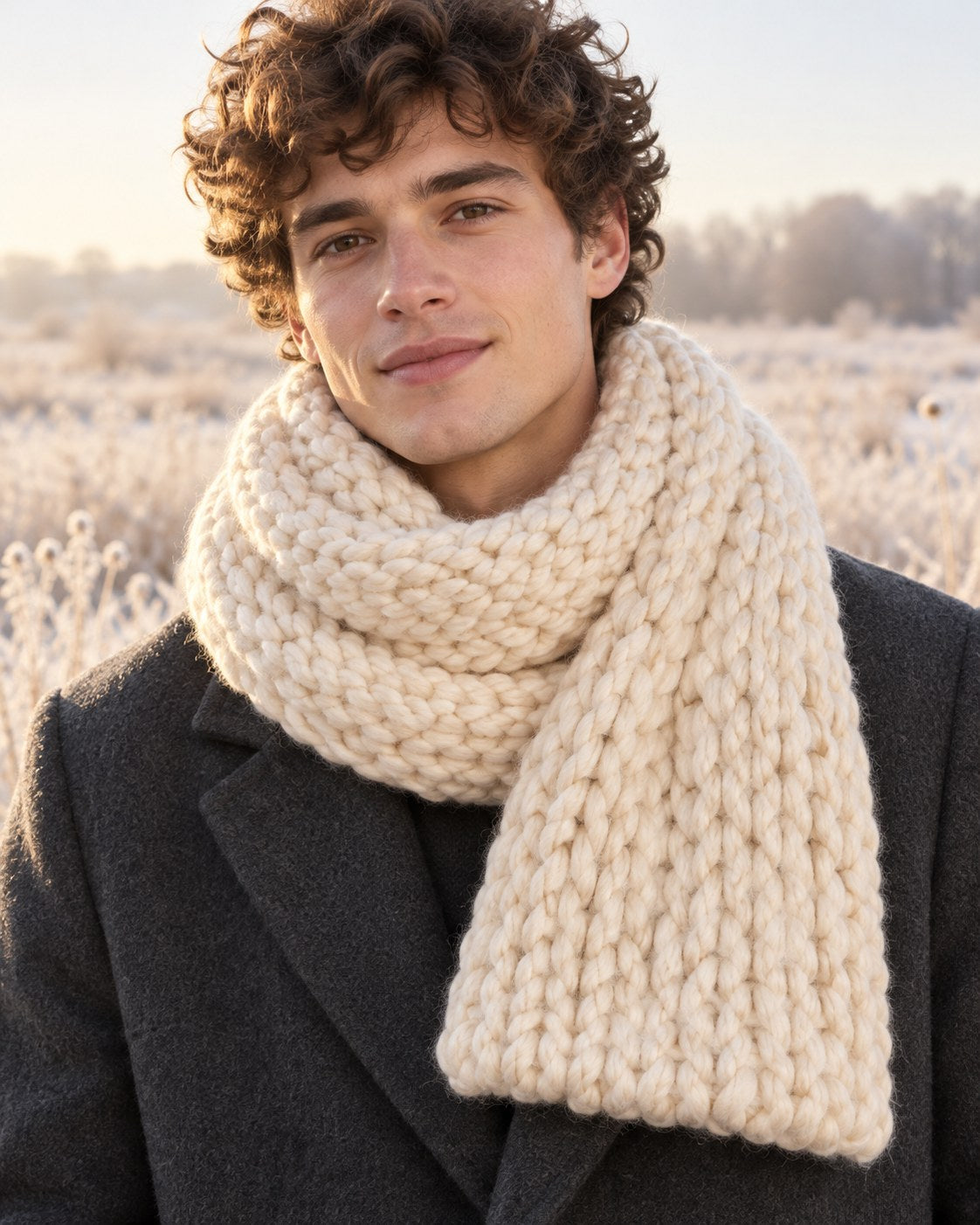 Chunky Knit Scarf, worn