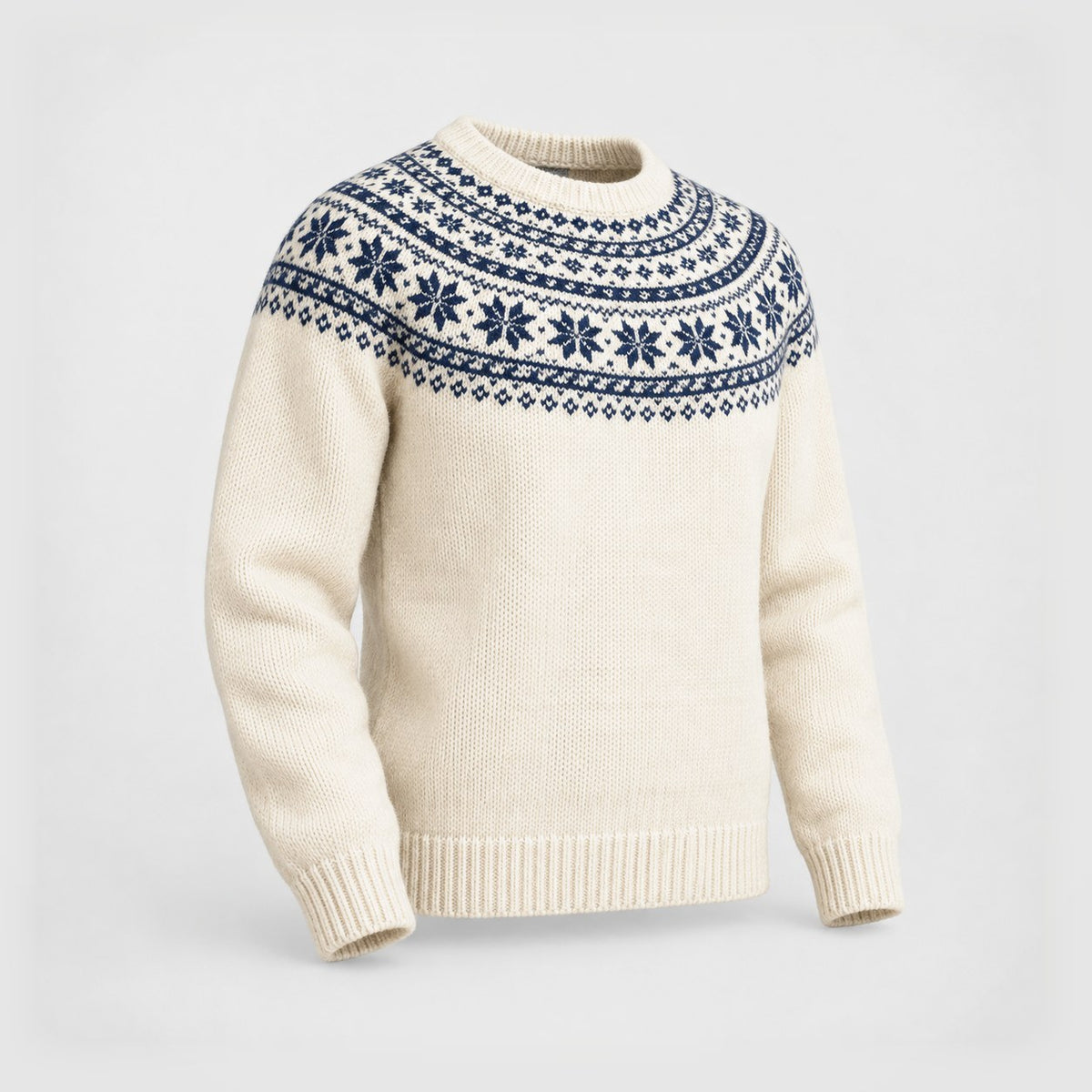 Fair Isle Yoke Crewneck in Ecru / Navy