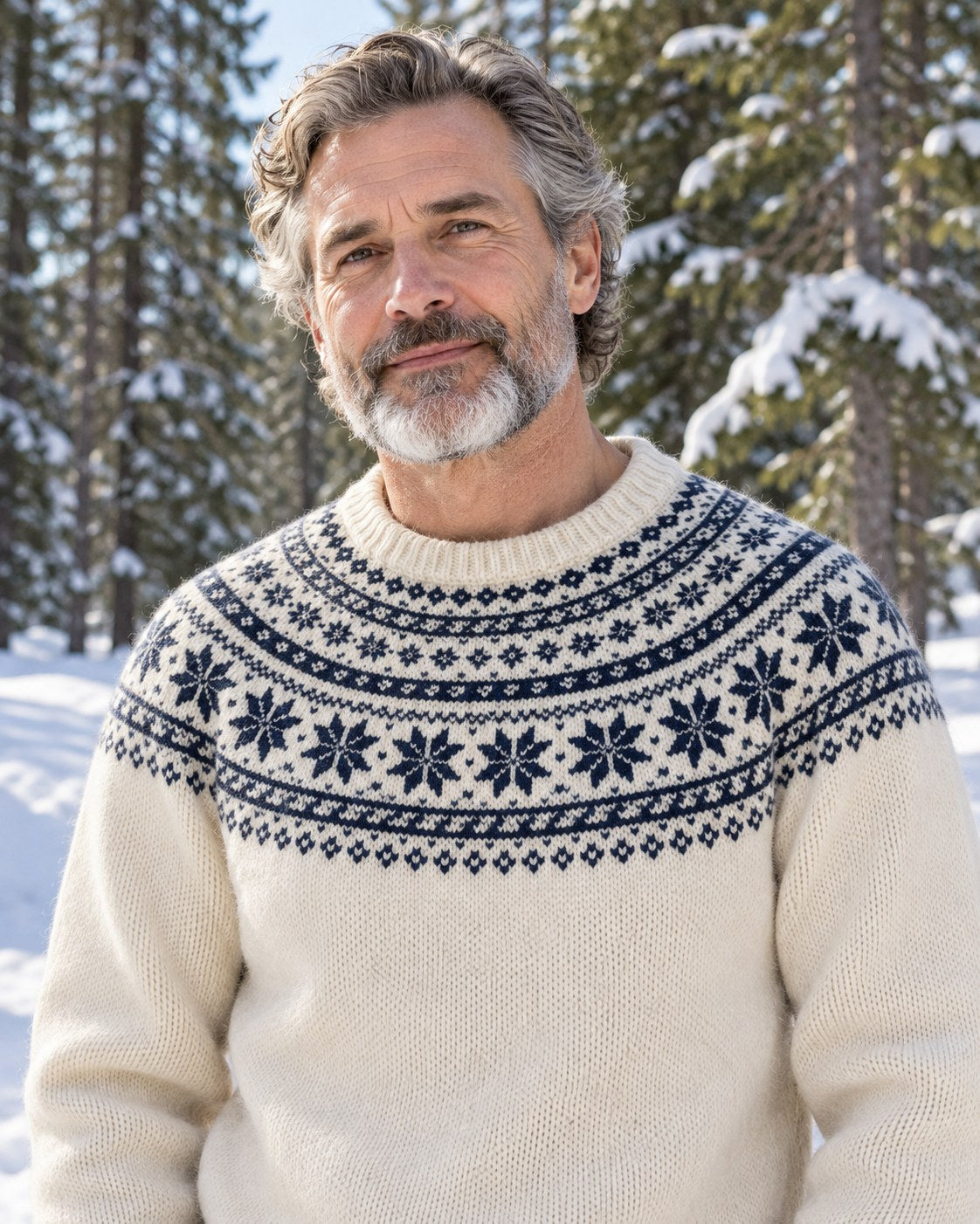 Fair Isle Yoke Crewneck, worn