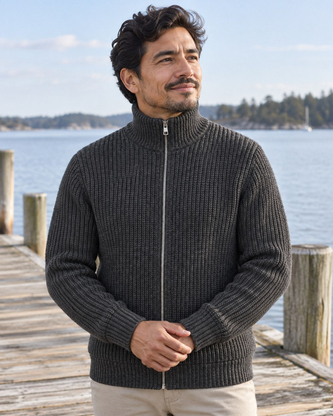 Fisherman Rib Zip Jacket, worn