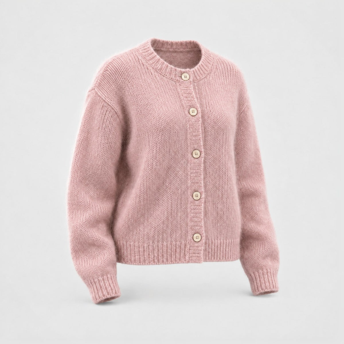 Mohair Blend Cardigan in Dusty Rose