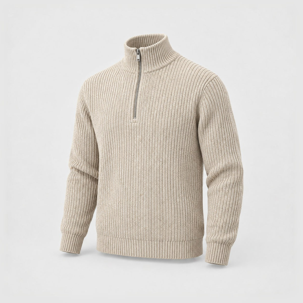 Ribbed Half-Zip in Oatmeal