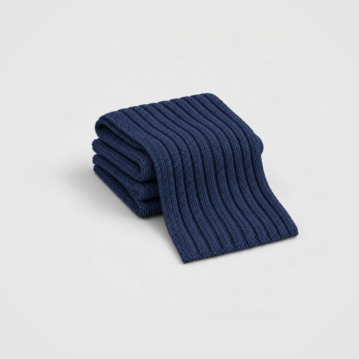 Ribbed Merino Scarf in Navy
