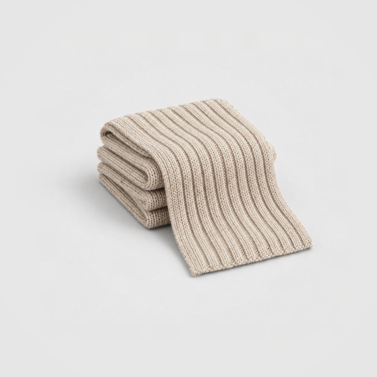 Ribbed Merino Scarf in Oatmeal