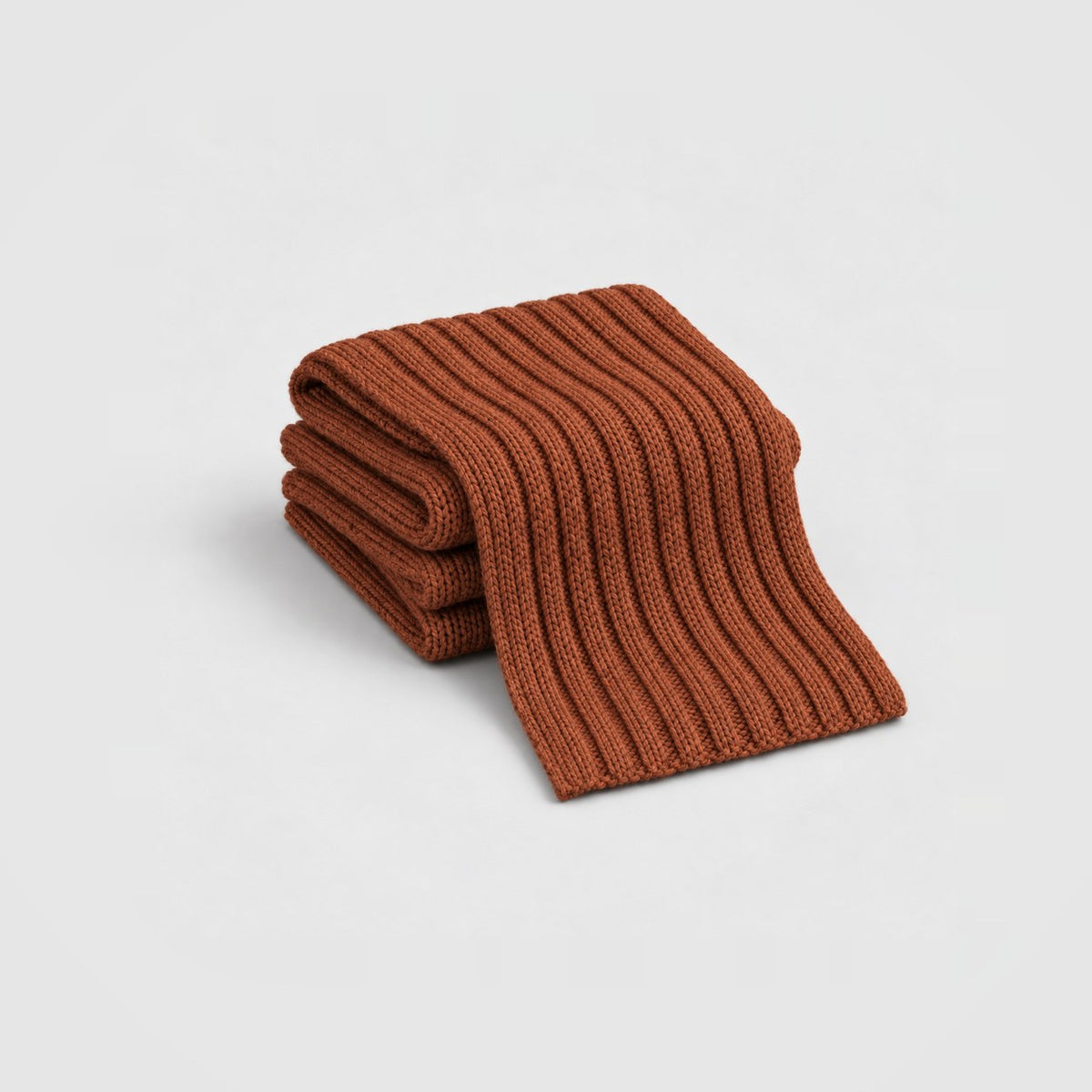 Ribbed Merino Scarf in Rust
